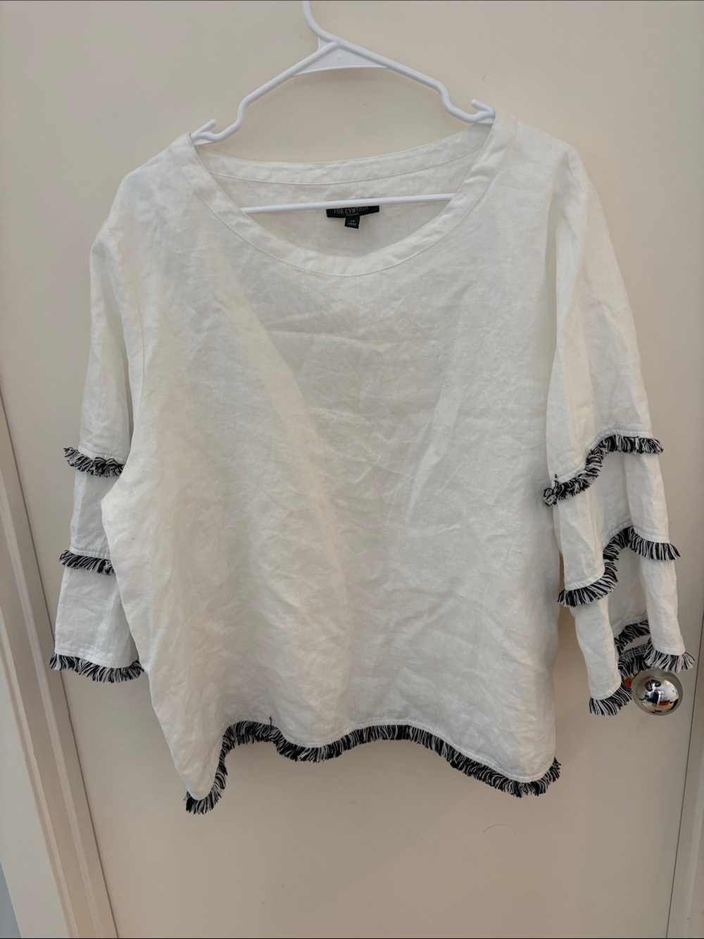 Cynthia Rowley white linen top size 1X